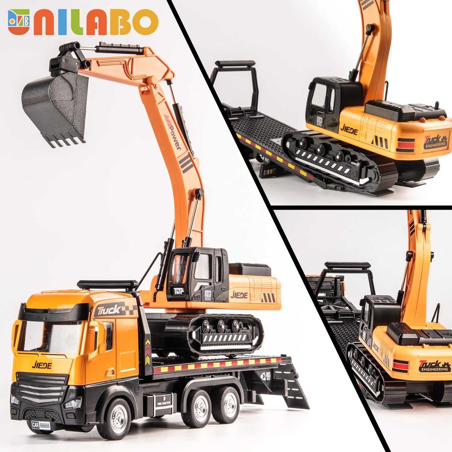 Alloy Construction Vehicles Toy Set for Ages 3-8-STEM Toys with Container Truck/Tower Crane/Excavator, Perfect Birthday Gift