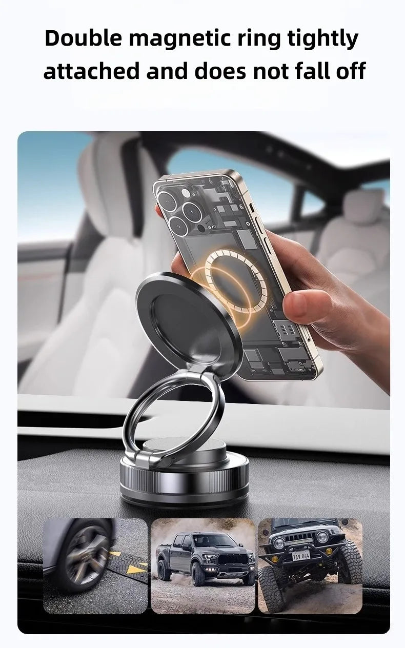 Car Mount Vacuum Magnetic Phone Holder 360° Adjustable Foldable Strong Suction Stand for GPS Phone Auto Dashboard Phone Support