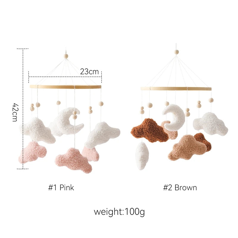 Baby Crib Mobile Rattle Toy 0-12Months Infant Soft Felt mobile Teddy Velvet Bear Bed Bell Hanging Toy Holder Bracket Crib Toy