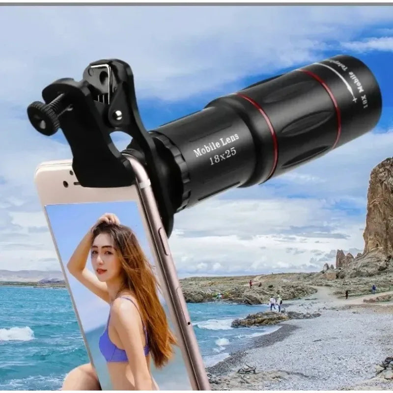 Universal 18x Magnification Mobile Phone Telephoto Lens External Zoom Clip-On Camera Lens for Concerts