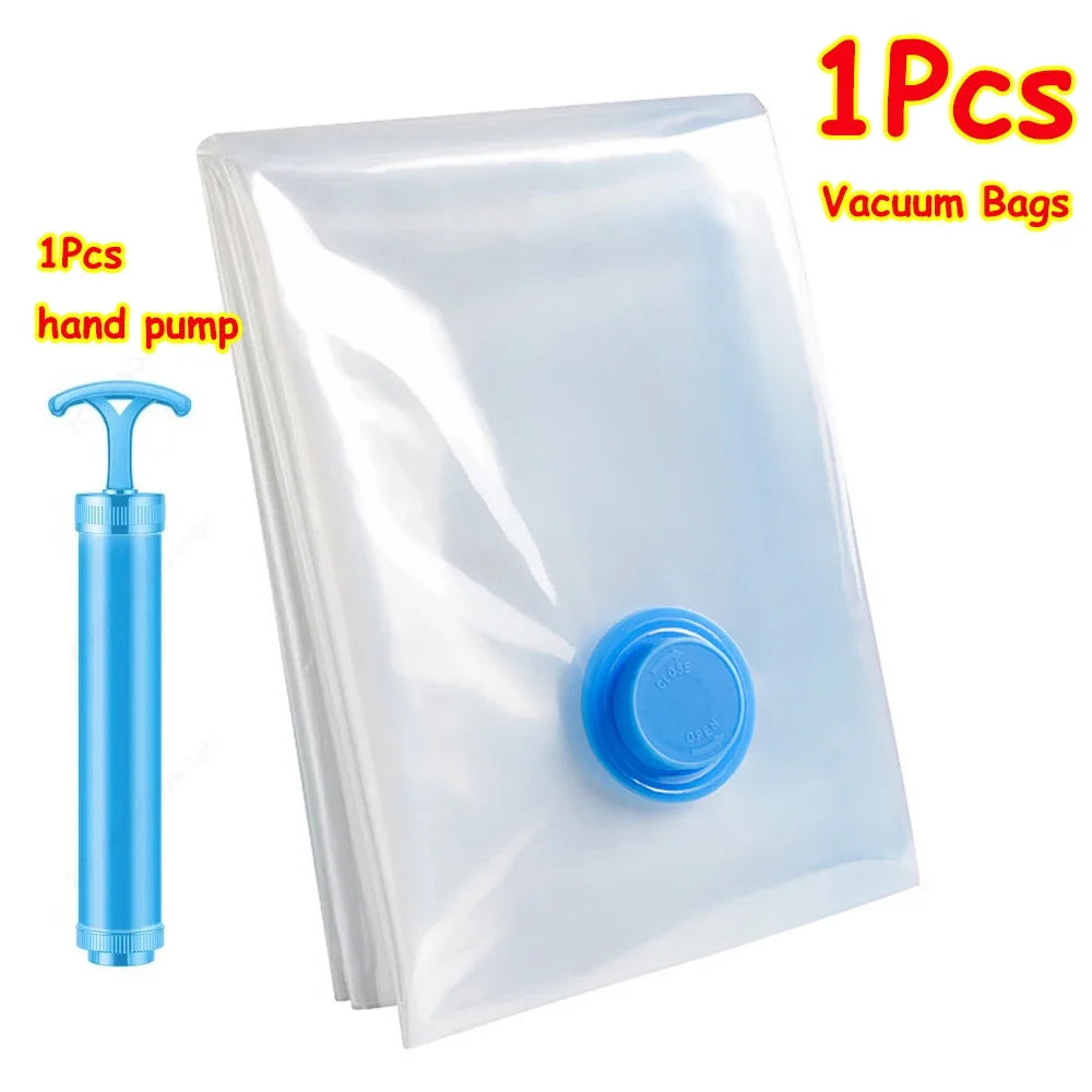 1-24Pcs Reusable Vacuum Storage Bags Vacuum Seal Bag Folding Compressed Organizer Bag Space Saving Bags For Clothes Bedding