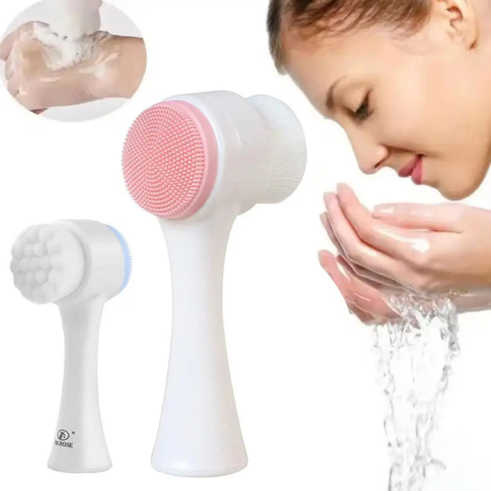 3D double sided silicone Face Cleansing Brush Soft Bristles Exfoliator Gentle Face washing and scrubbing tool