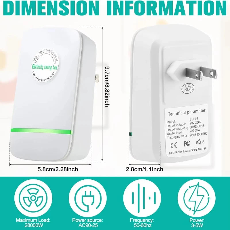 2025 New Energy Saving Device Household Power Saver Plug in Reduces Energy Costs Stabilize Voltage and Protect Circuit