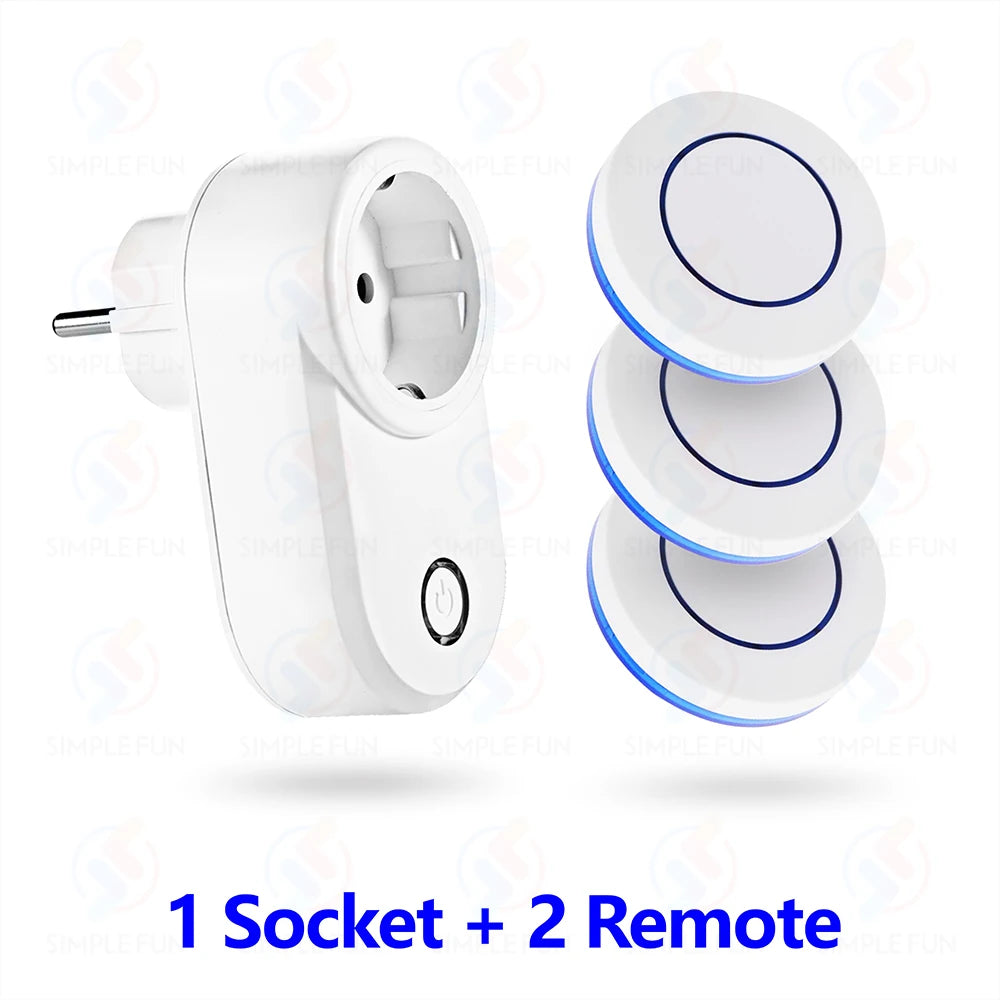 Wireless Remote Control Socket 220V 110V EU FR Smart Plug,50m Control Range,Power Outlet 15A for Home Appliance Light Fan