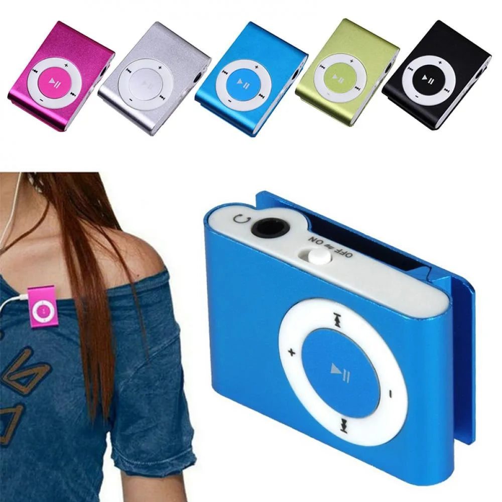 مشغل MP3 صغير جديد محمول يعمل بمنفذ USB، بتصميم أنيق ومشبك ملون، يدعم بطاقات الذاكرة الخارجية (TF).