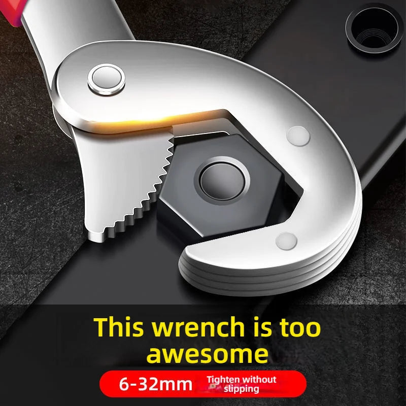 Multipurpose Universal Adjustable Wrench - Quick-Adjust Jaw, All-in-One for Pipe Work & Plumbing | Portable Field Work Tool, Dur