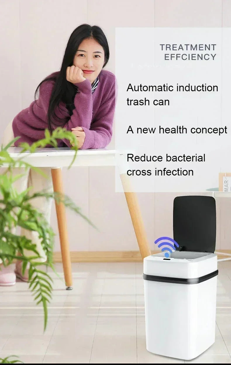 Bathroom sensor trash can, kitchen trash can, 13L large capacity, bathroom smart trash can, fully automatic smart trash can.