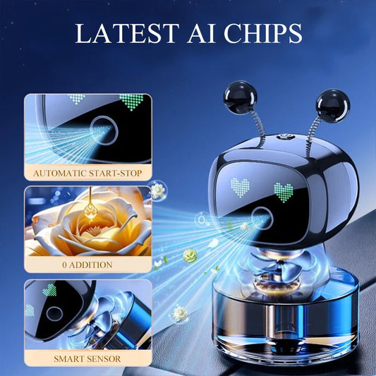 Car Air Freshener AI Smart Robot Rechargeable Fragrance Auto Diffuser Air Freshener Aromatherapy Perfume Universal Accessories