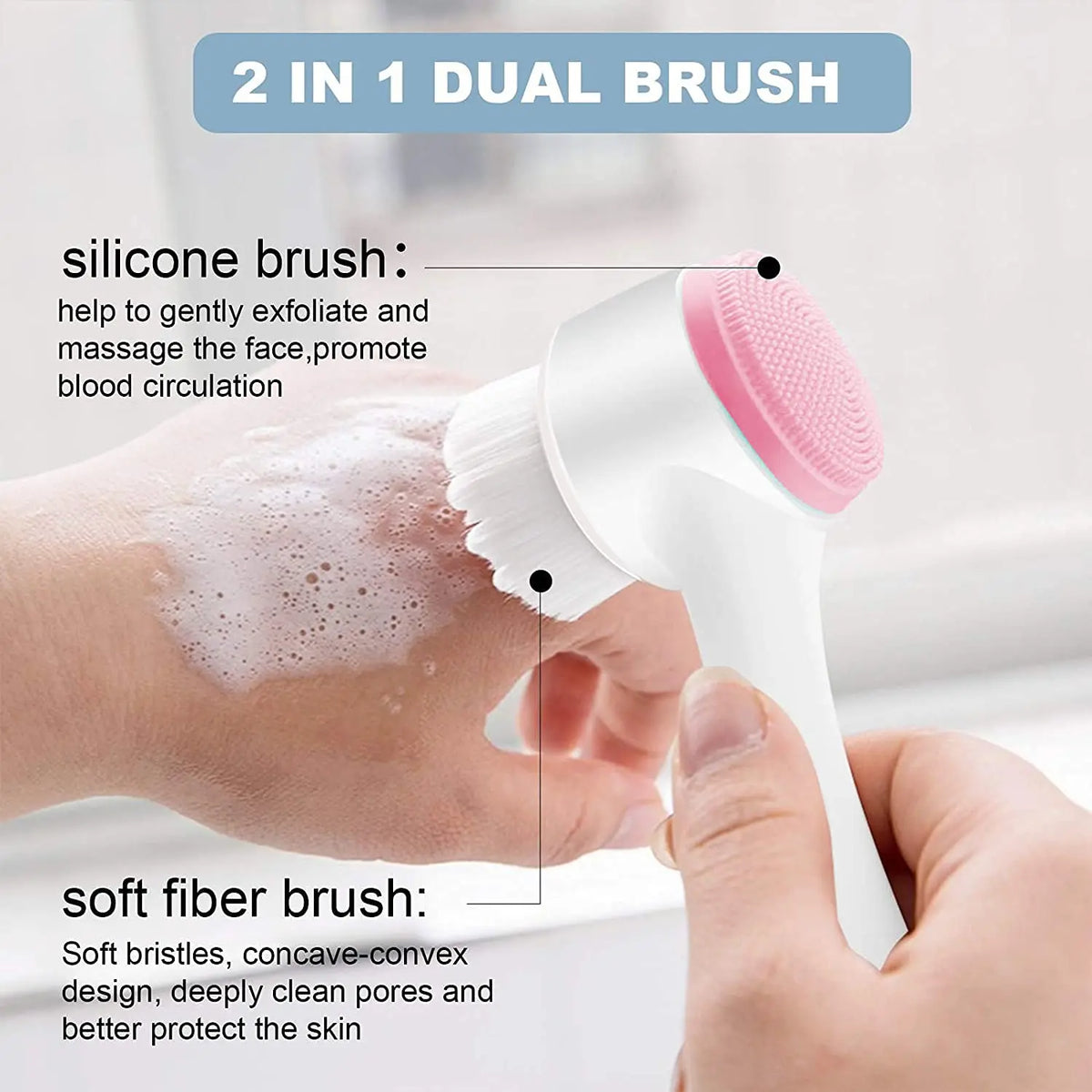 1/2pcs 2-In-1 Facial Silicone Cleansing Brush Facial Soft Silicone Brushes Care Massage Brush Portable Face Deep Cleansing Brush