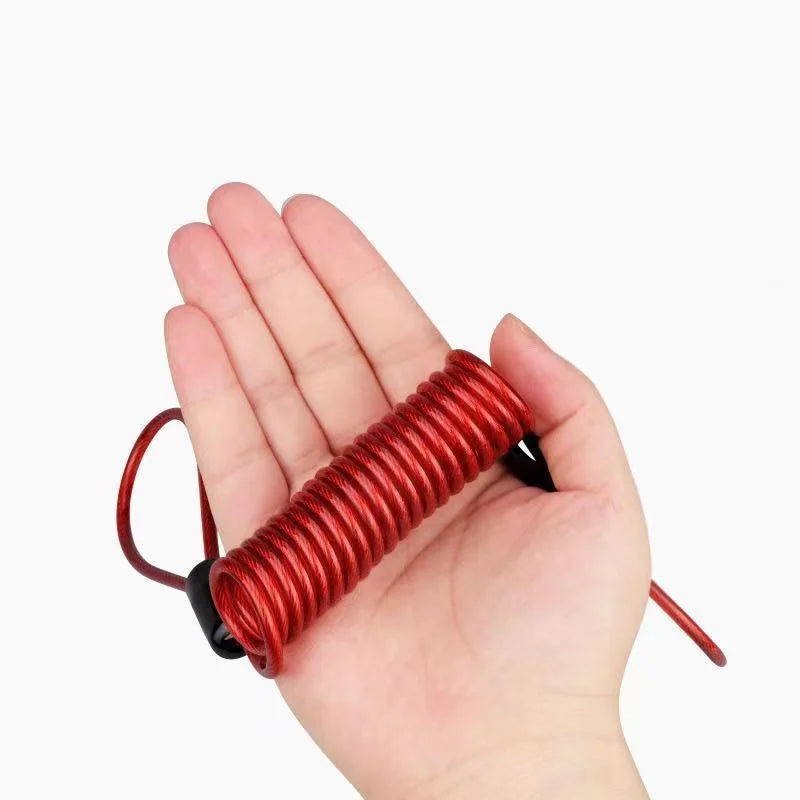 1.5m Bike Spring Cable Lock Anti Theft Rope Alarm Disc Lock For Motorcycle/Bike Scooter Security Reminder Protection Accessories