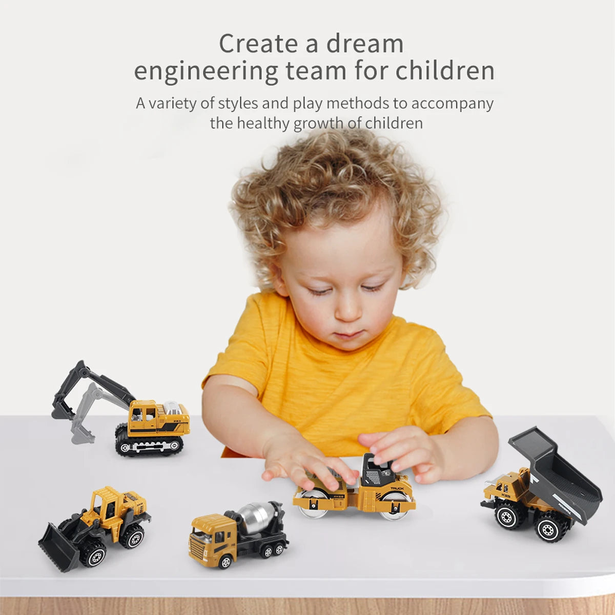 6pcs/set Alloy Engineering Truck Toy Loader Vehicle Excavator Tractor Toys Car Classic Construction Model for 3 years Boys Gifts