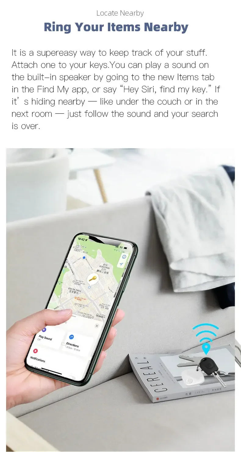 Миниатюрное Bluetooth-устройство слежения, приложение «Найти мой», умная метка, GPS-трекер для детей и домашних животных, автомобильный GPS-трекер, умное устройство защиты от потери, сигнализация, напоминание, позиционер.