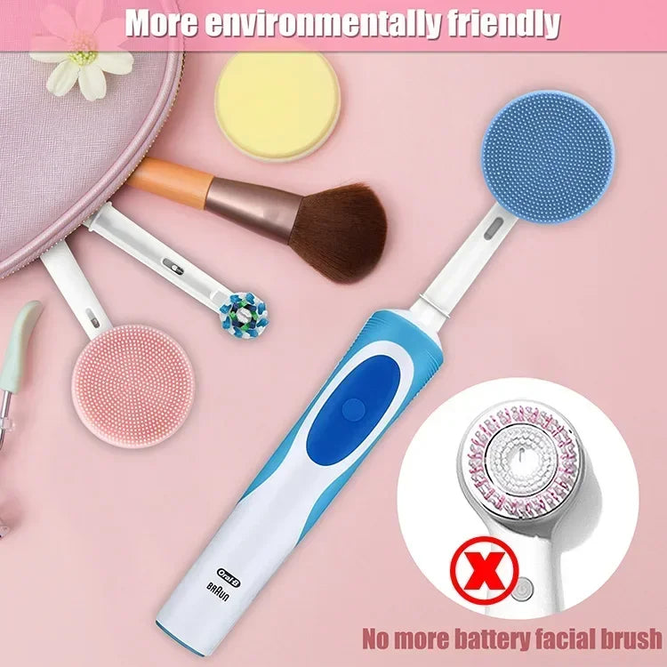 Facial Brush Head For Braun Oral b Vitality Triumph D12 D16 D20 D34 Electric Toothbrush Head Silicone Facial Cleansing Brush