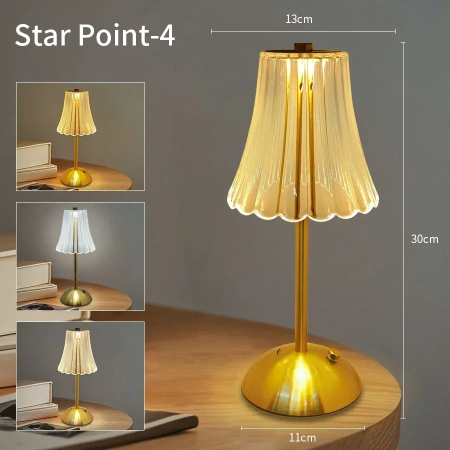 USB Rechargeable LED Table Lamp Touch Sensor Desktop Night Light For Bar Hotel Restaurant Bedroom Atmosphere Room Decor Lighting