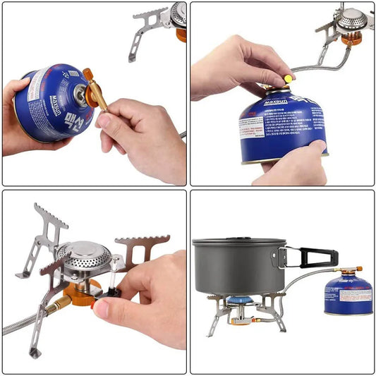 Outdoor Camping Gas Stove High Power Burner Portable BBQ Heater Tourist Portable Cooking Equipment Picnic Supplies