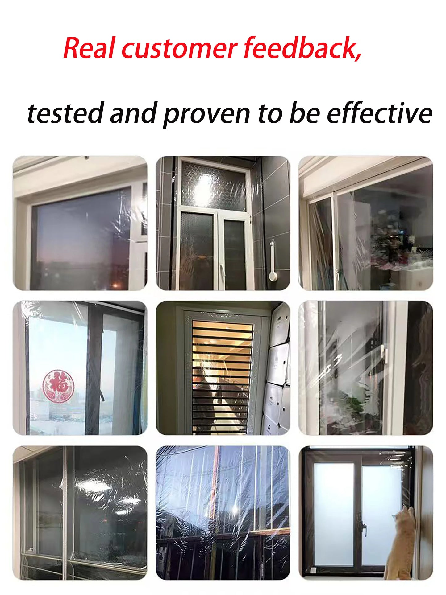 Window insulation film, winter indoor windproof and warm windows, energy-saving transparent film, screen window, door curtain
