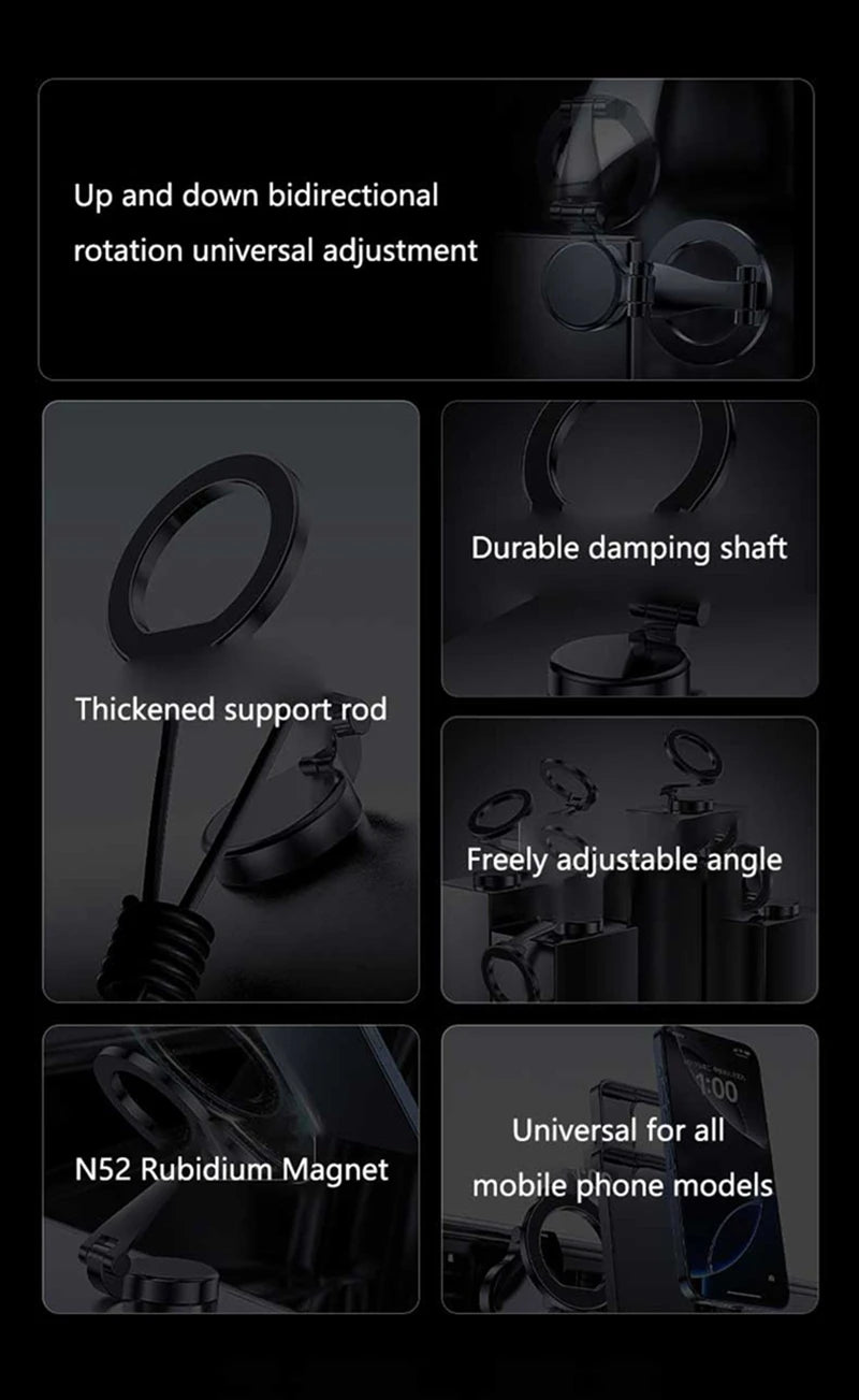 Upgrade MagSafe Car Phone Holder Car Magnetic Phone Stand Strong Magnetic 360°Rotatable Foldable Metal Suction Cup Phone Mount