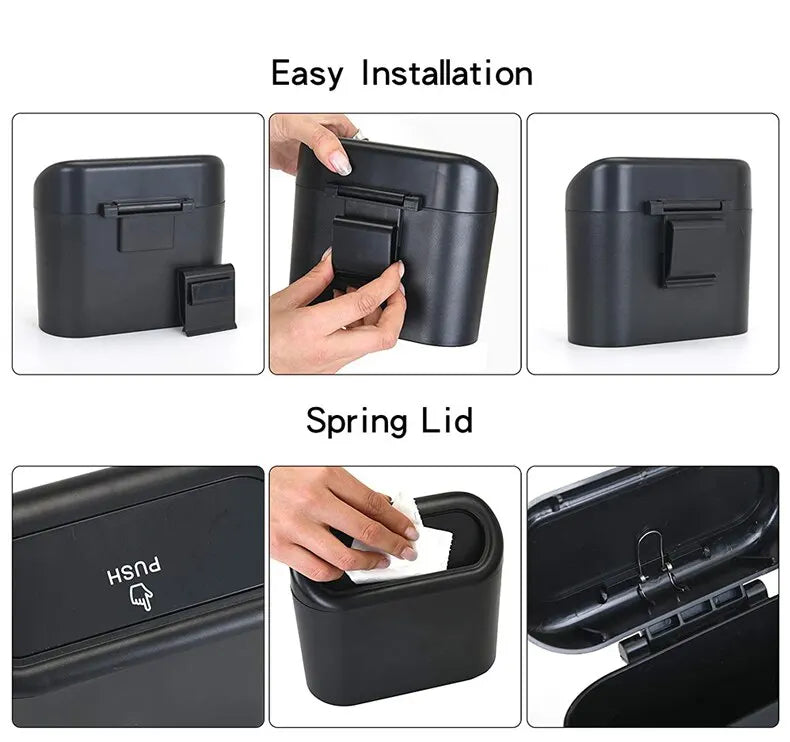 Portable Car Trash Can Hanging Mini Vehicle Garbage Organization With Lid Multifunctional Folding Automotive Garbage Storage Box