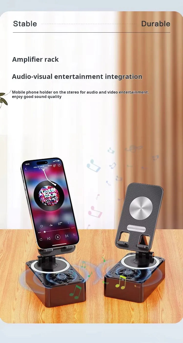 New Cell Phone Holder Stand With Bluetooth Speaker Adjustable Desktop Live Lazy Tablet Bracket Support Portable Wireless Speaker