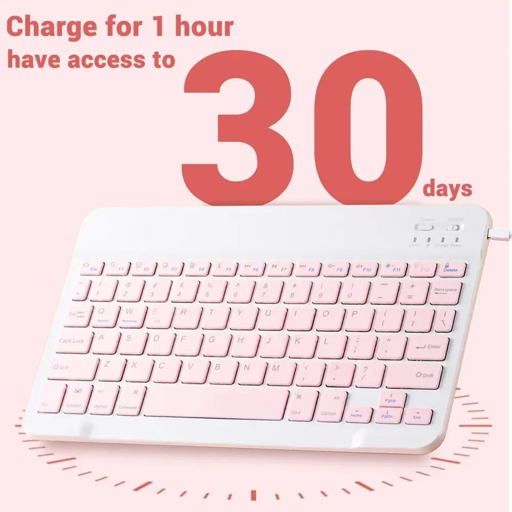 Mini Wireless Bluetooth Mouse 10inch BT Spanish Keyboard For iPad 8 10th 9th generation Phone Tablet Portable For Huawei Android