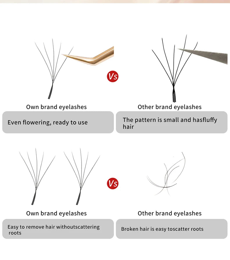 MENGLUKE 5D W Shaped Bloom Automatic Flowering Premade Fans Eyelashes Extensions Natural Soft Light High Idividual Lashes
