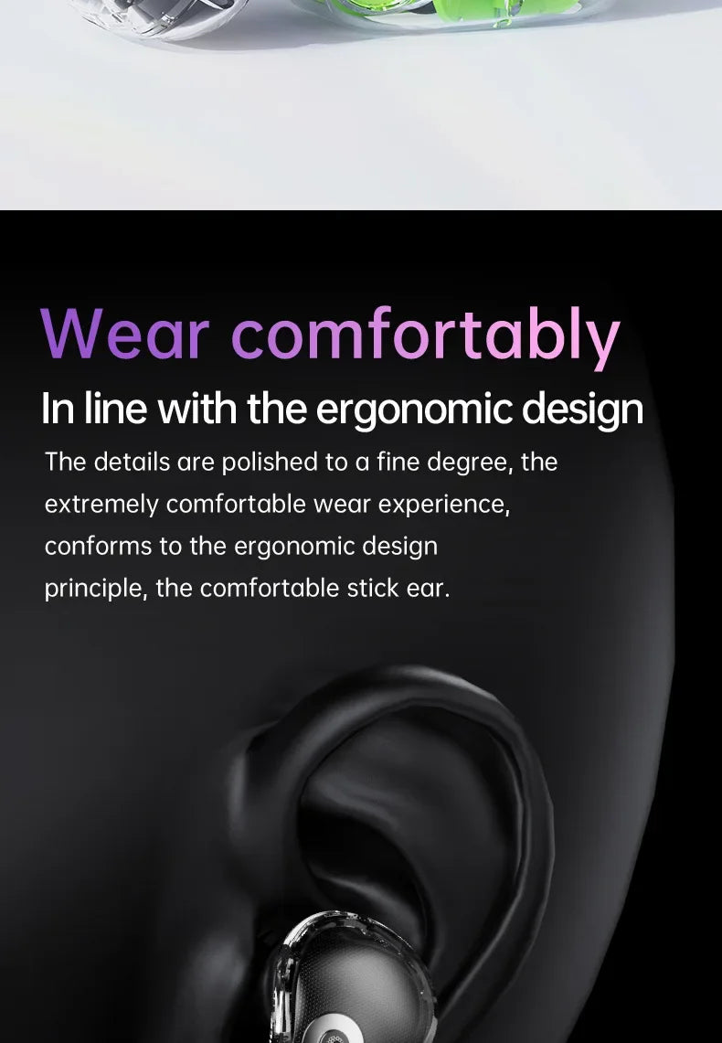True Wireless Bluetooth Earbuds 5.4 Earphones ANC Noise Reduction Stereo Bass HD Mic Gamer Headset with LED Touch Screen Control