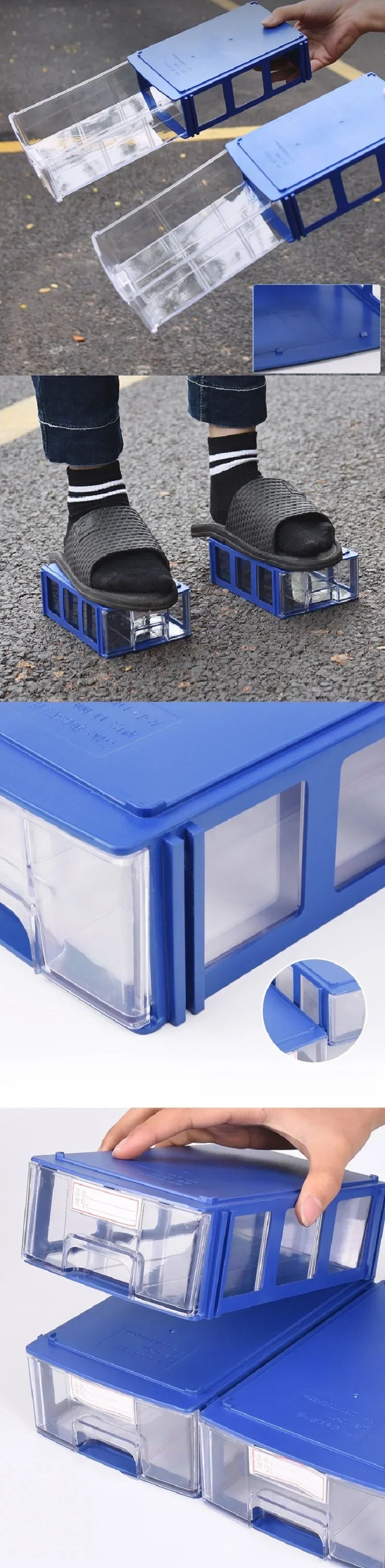 10 Pieces Drawer Storage Box Stackable Rectangular Small Parts Tool Storage Box Office Desktop Organizer