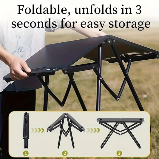 Lightweight Carbon Steel Portable Foldable Camping Table - Multipurpose BBQ & Picnic Table for Outdoor Travel, Hiking & Camping