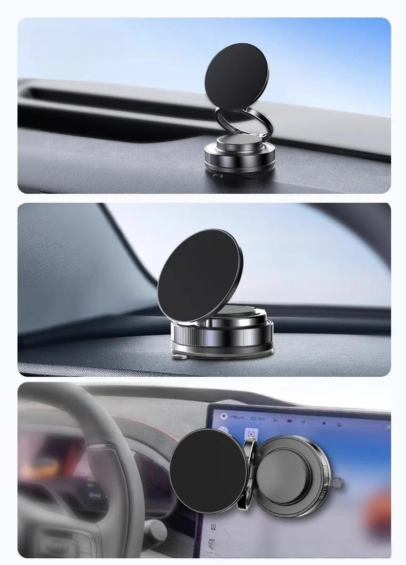 Car Mount Vacuum Magnetic Phone Holder 360° Adjustable Foldable Strong Suction Stand for GPS Phone Auto Dashboard Phone Support