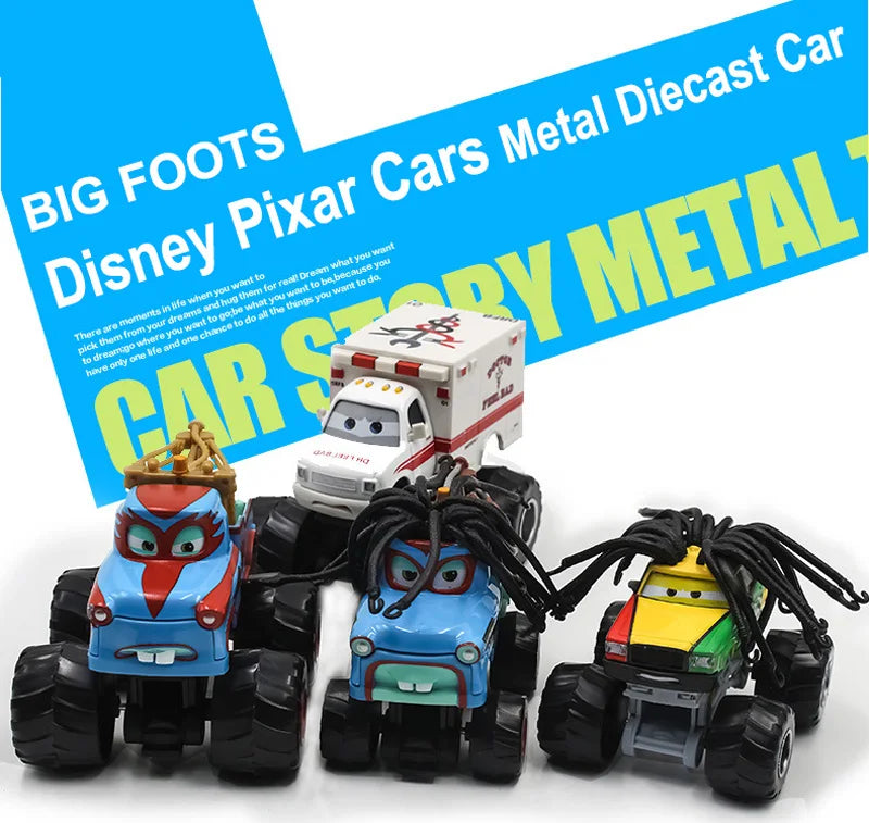 Pixar Cars 2 3 Wrestler Mater And Lightning Mcqueen Racing Series Metal Alloy Vehicle Toys For Kids High Legged Collectible Gift