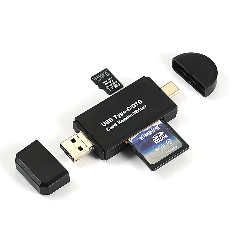 USB Type C Adapter 3 in 1 Computer Android Mobile Phone Dual Use Typec Multifunctional OTG Card Reader Mini Camera TF SD Card