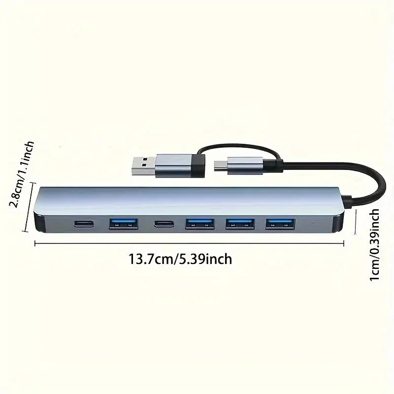 USB 3.0 HUB Type C to 7 Ports USB HUB USB3.0 Adapter Multi Splitter High Speed 5Gbps With PD USB C For Macbook Pro Air PC Laptop
