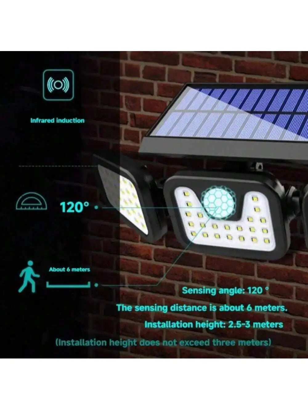 2025 Upgraded Solar Security Lights Outdoor 270° Human Detection&3-Heads Adjustable IP65 Waterproof Motion Sensor Flood Light fo