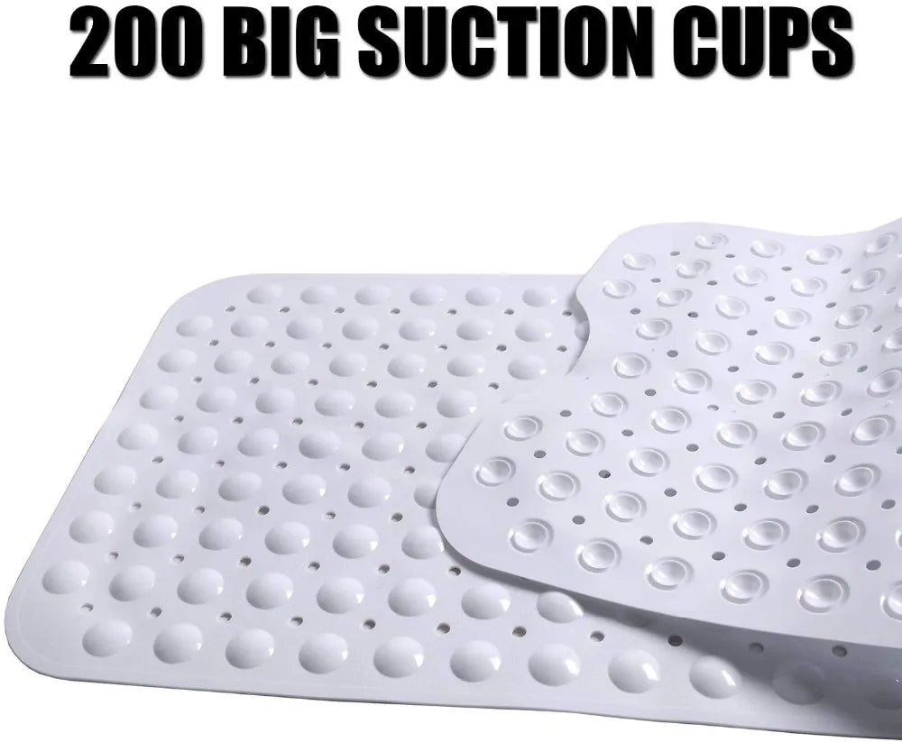 Non-Slip Bath Tub Shower Mat with Suction Cups,Machine Washable Bathroom Mats with Drain, Extra Large Bathtub Mat, 100x40cm