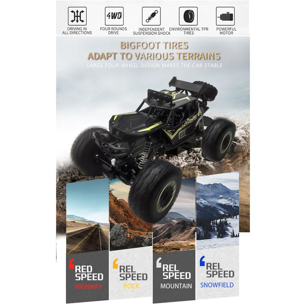 4WD Metal Alloy Body RC Truck Off-Road 4x4 2.4G 1/8 All Terrain Large Rock Crawler Remote Control Car Toys Gift for Children Toy