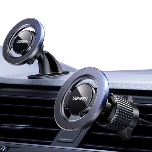 حامل هاتف مغناطيسي للسيارة من UGREEN، مغناطيس قوي، 2 في 1، قابل للدوران 360 درجة، متوافق مع Magsafe لهواتف iPhone 16 و15 Pro وSamsung S25 وXiaomi