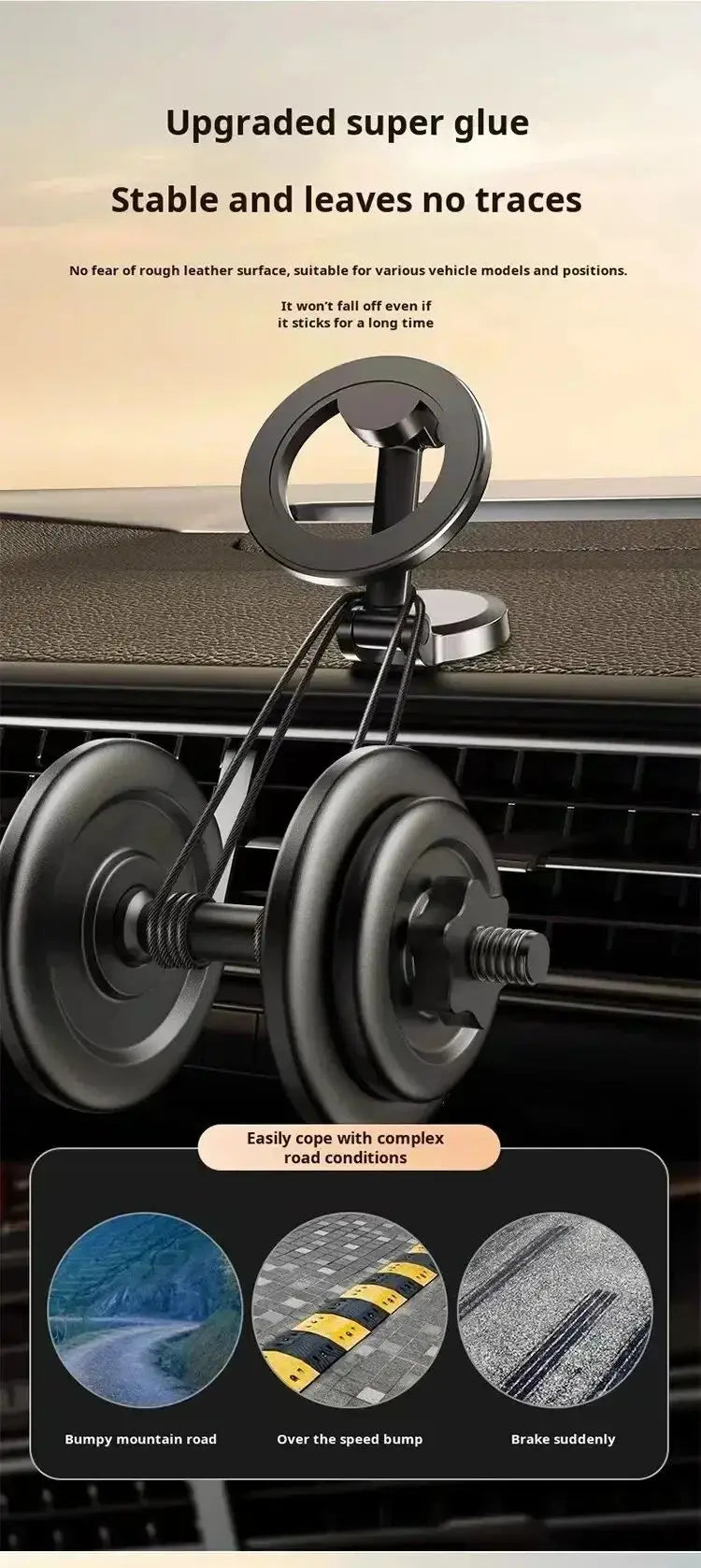 Strong Magnetic Phone Holder – 360° Swivel Adjustable Car Mount with Back Sticker, Universal Magsafe-Compatible for Smartphones
