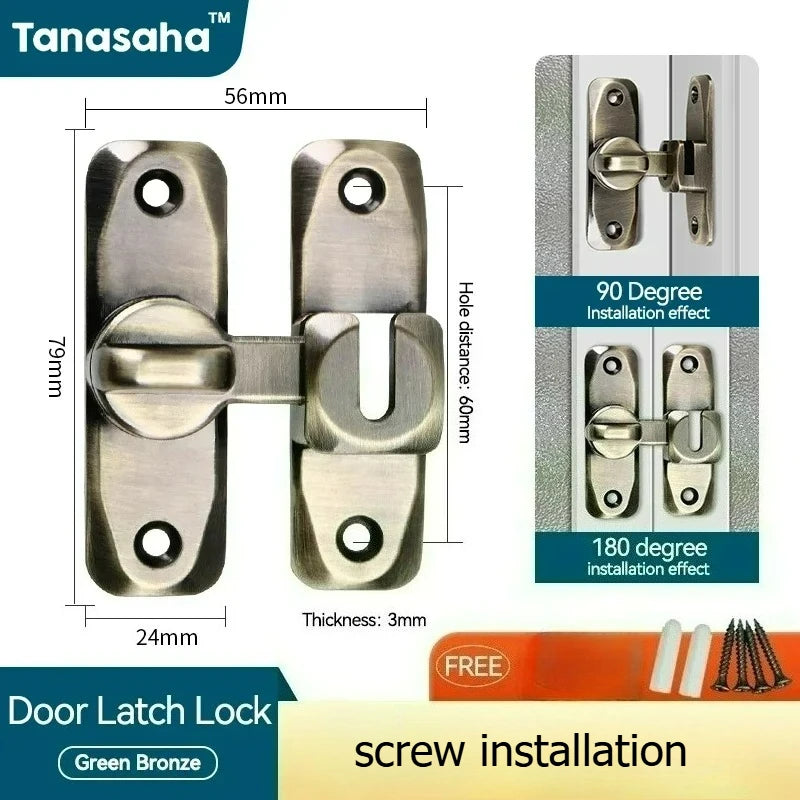 Hasp Latch Door Lock Anti-theft Buckle Latch Zinc Alloy Black Cabinet Locks Safety Lock Sliding Door Lock Door Bolts Hardware