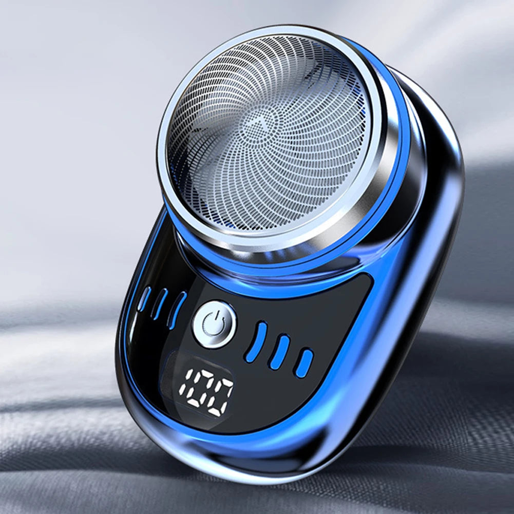 Men Mini Electric Travel Shaver with Digital Display Face Beard Trimmer Washable Rechargeable Shaver Pocket Size Portable Shaver