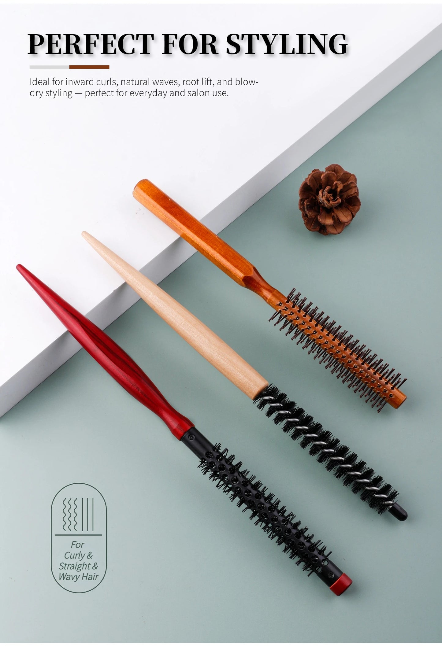 2/3Pcs Professional Small Round Hair Brush Set 8mm 11mm 16mm Hair Styling Brush Salon Curling Brush For Hairdrerssing Tool