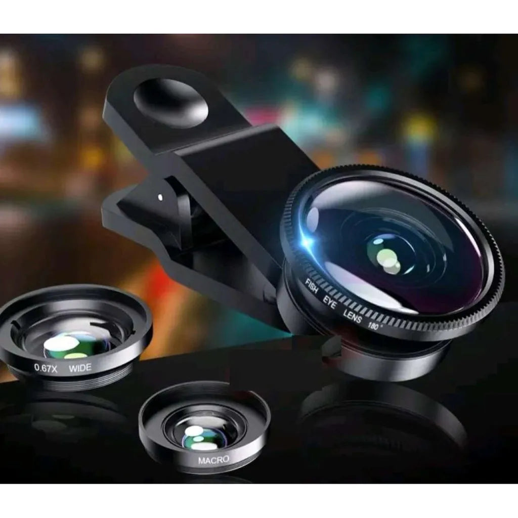 3in1 Fisheye Lens Wide Angle Micro Camera Lens for iPhone 16 15 14 13 11 Zoom Fish Eye Len for Smartphone Lenses with Phone Clip