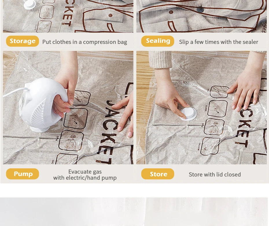 Hanging Vacuum Storage Bags Space Saver Bags Vacuum Seal Storage Bag for Suits Dress Coats Jackets Closet Organizer and Storage