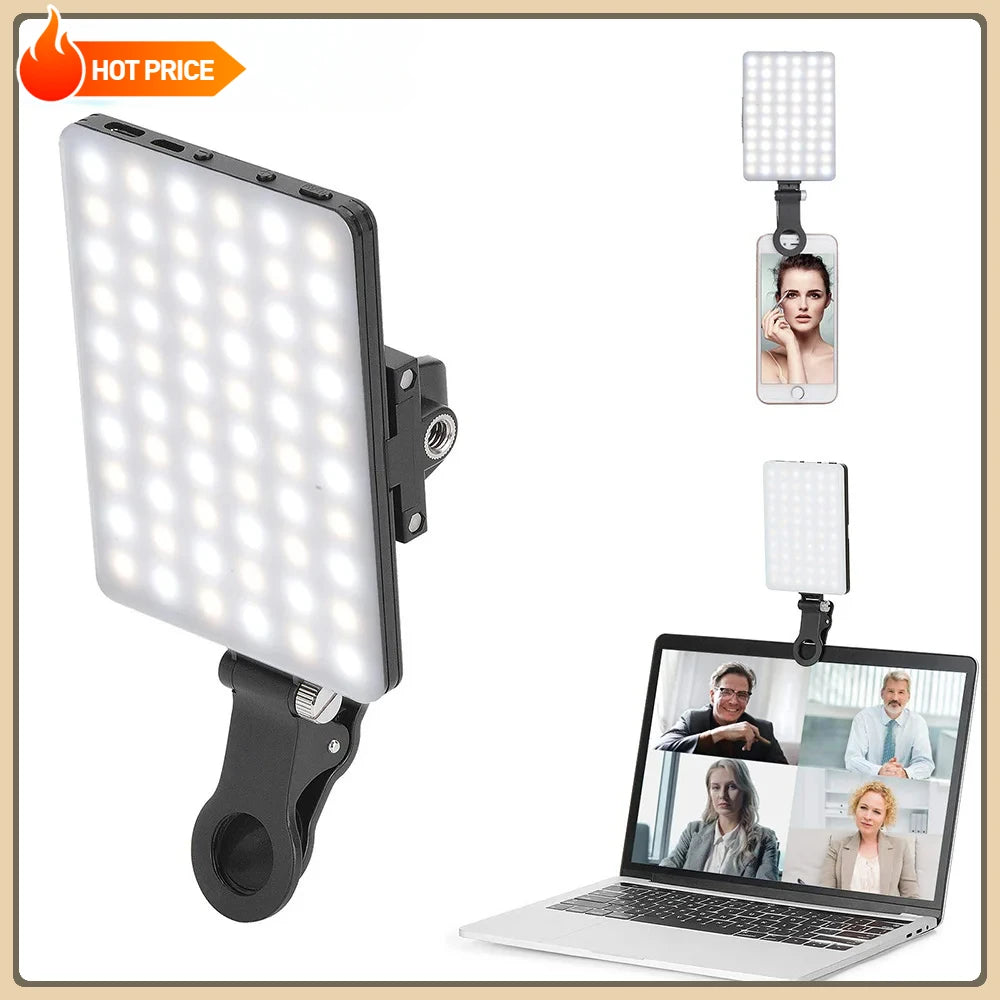 طقم إضاءة LED للهاتف المحمول، مصباح إضاءة للتصوير الفوتوغرافي، مزود بمنفذي شحن USB PD، مناسب للبث المباشر، صور السيلفي، ومؤتمرات الفيديو.