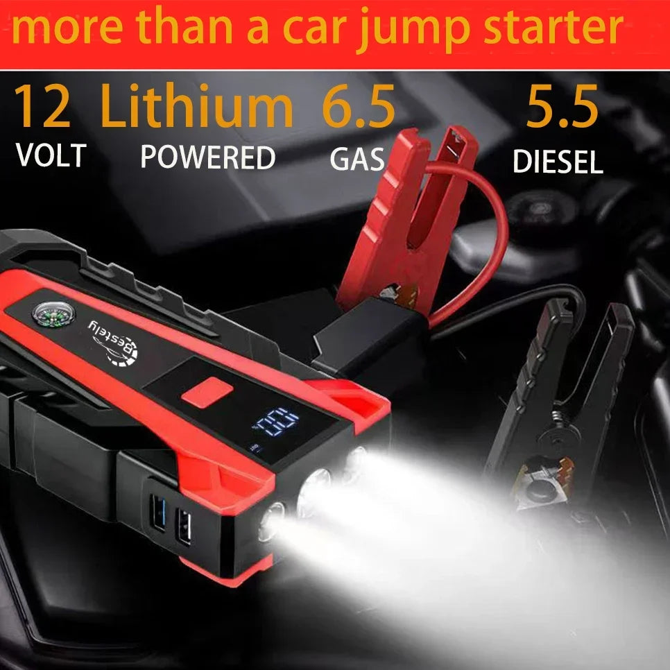 Bestely-12V-99800mAh-3000A Car Jump Starter Car Battery Starters Portable Power Bank 12V Starting Device Petrol Diesel Car