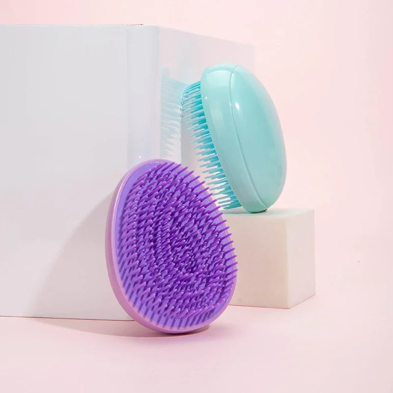 Mini Egg Round Shape Hairbrush Small Scalp Massage Comb Soft Portable Hair Brush Wet Dry Detangling Hairdressing Comb for Travel