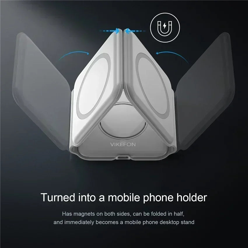 30W Fast Charging Pad Desktop Foldable 3 in 1 Wireless Charger For iPhone 16 15 14 13 12 Pro Max iWatch 10 9 8 7 6 AirPods Pro 2