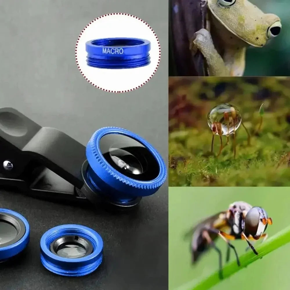 3In1 Mobile Phone Fish Eye+Wide Angle+Macro Lightweight Camera Lens With Clip Universal Cell Phone Lens For iPhone Xiaomi Huawei