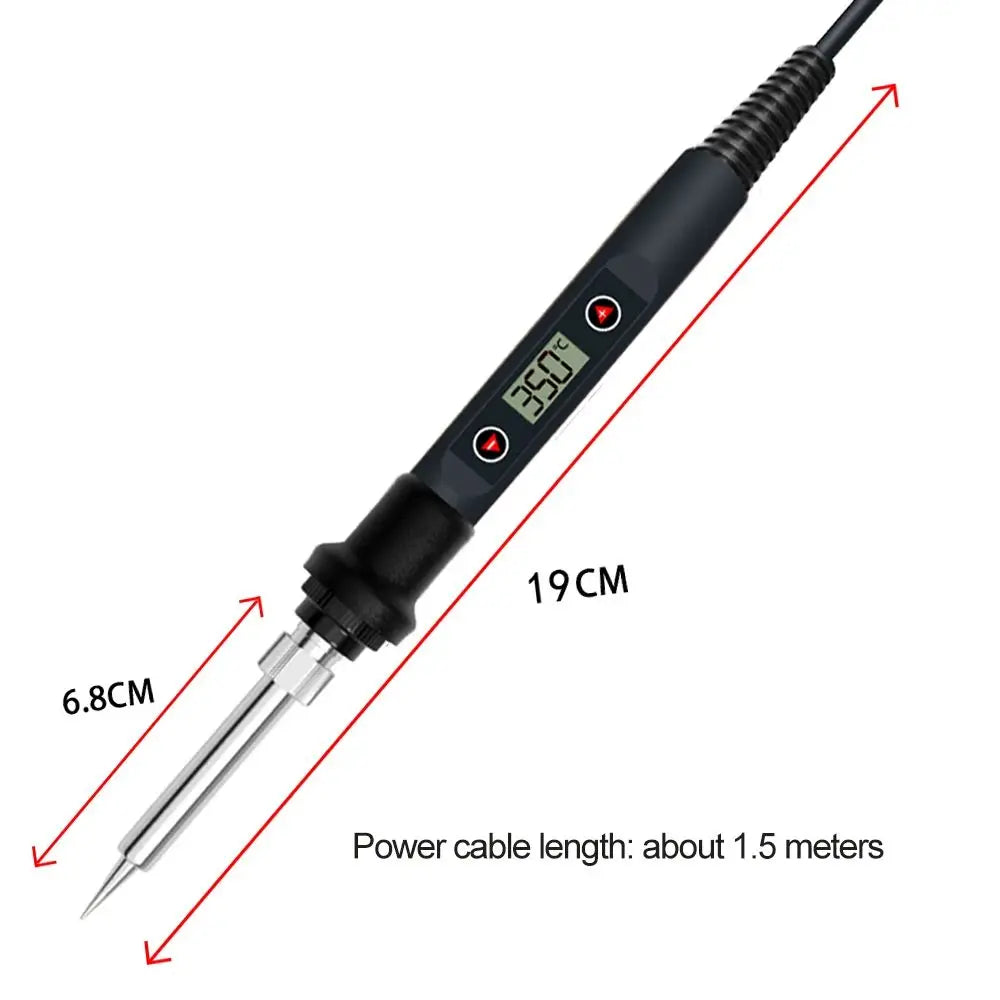 LCD Digital Adjustable Temperature 80W Soldering Iron Electric Welding Tools Solder Wire Tweezers DIY Hand Tool