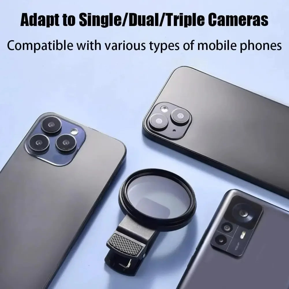 52MM Circular Universal Polarizer Camera Lens Clip Portable CPL Filter Kit Professional Phone Camera Lens For iPhone 16 15 14 13