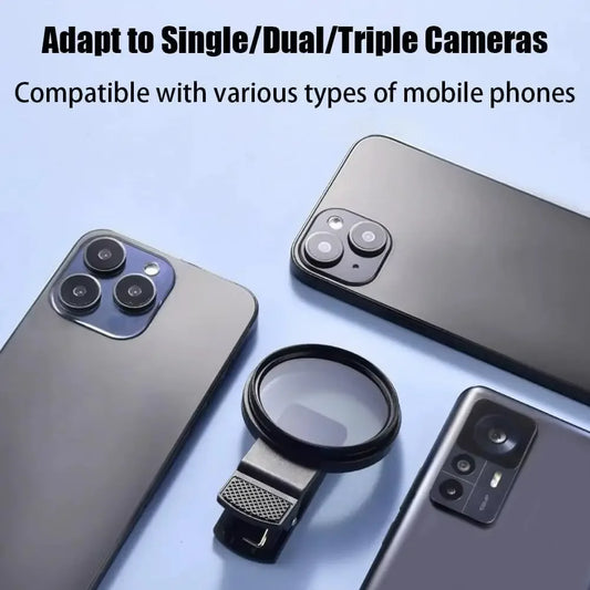 52MM Circular Universal Polarizer Camera Lens Clip Portable CPL Filter Kit Professional Phone Camera Lens For iPhone 16 15 14 13